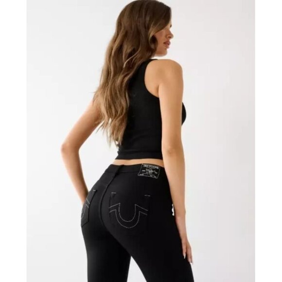 True Religion Women's Mid Rise Bootcut Jeans & Becca Ponte Pant - Black 29 New - Picture 2 of 5